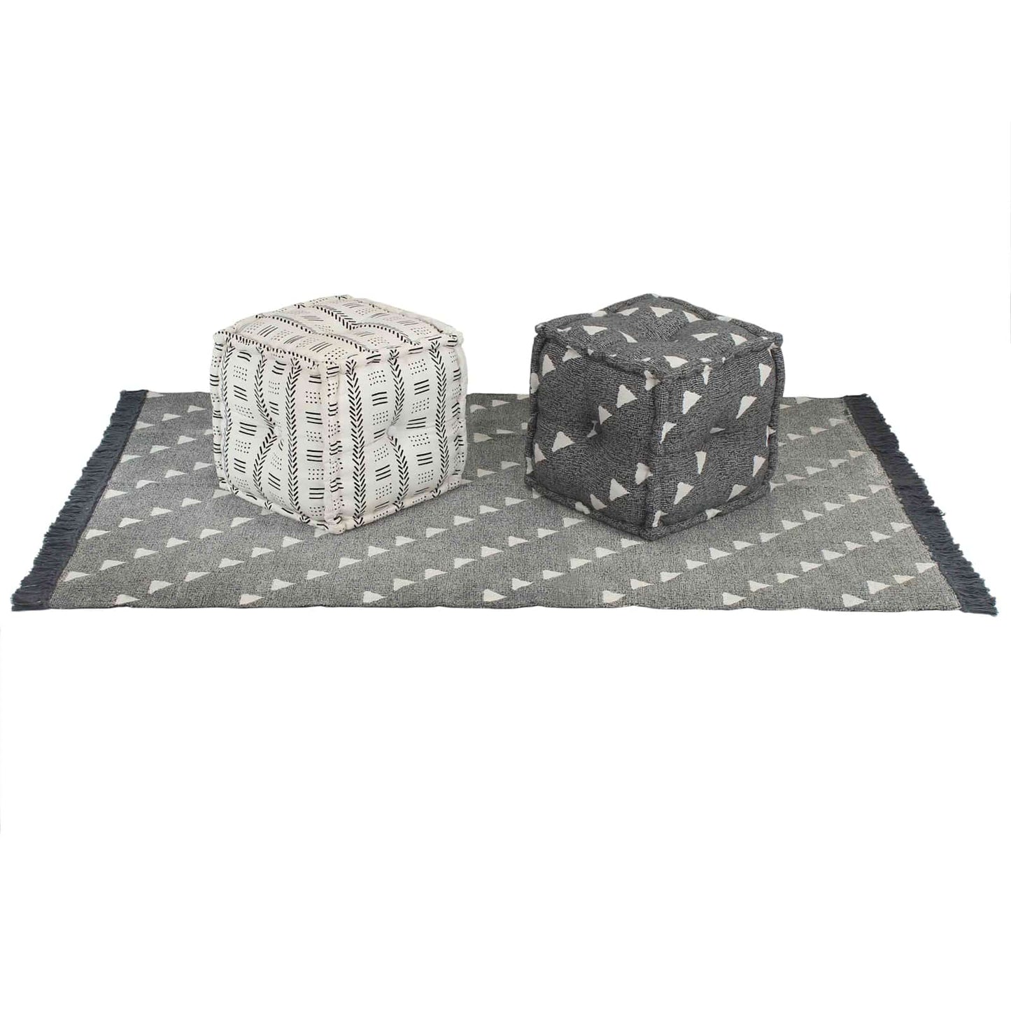 Pouffes Geometrisch Grijs en Wit 40 x 40 x 40 cm Stof is nu te koop bij PeponiXL, paradijselijk wonen!