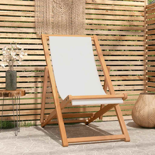 Ligstoel 56x105x96 cm teakhout crème is nu te koop bij PeponiXL, paradijselijk wonen!