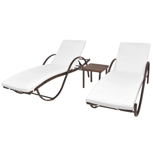 Ligbedden 2 st met tafel poly rattan bruin is nu te koop bij PeponiXL, paradijselijk wonen!