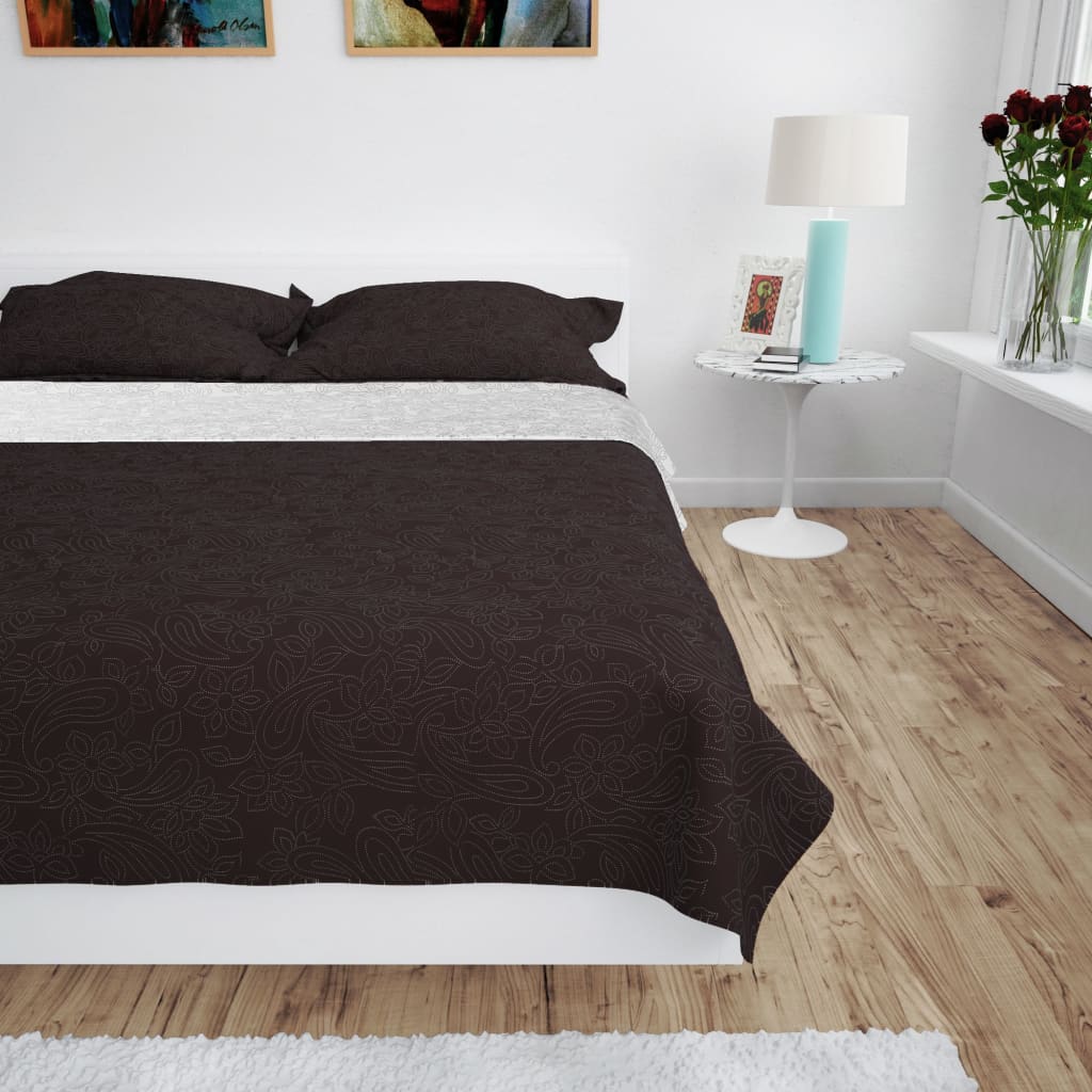 Bedsprei dubbelzijdig 170x210 cm quilt crème en bruin is nu te koop bij PeponiXL, paradijselijk wonen!