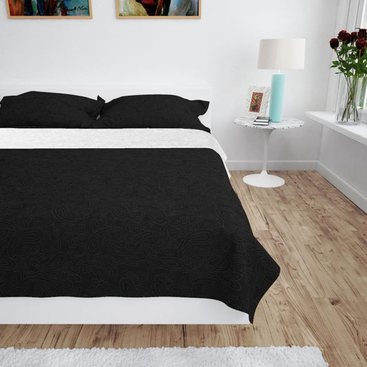 Bedsprei dubbelzijdig 230x260 cm quilt zwart en wit is nu te koop bij PeponiXL, paradijselijk wonen!