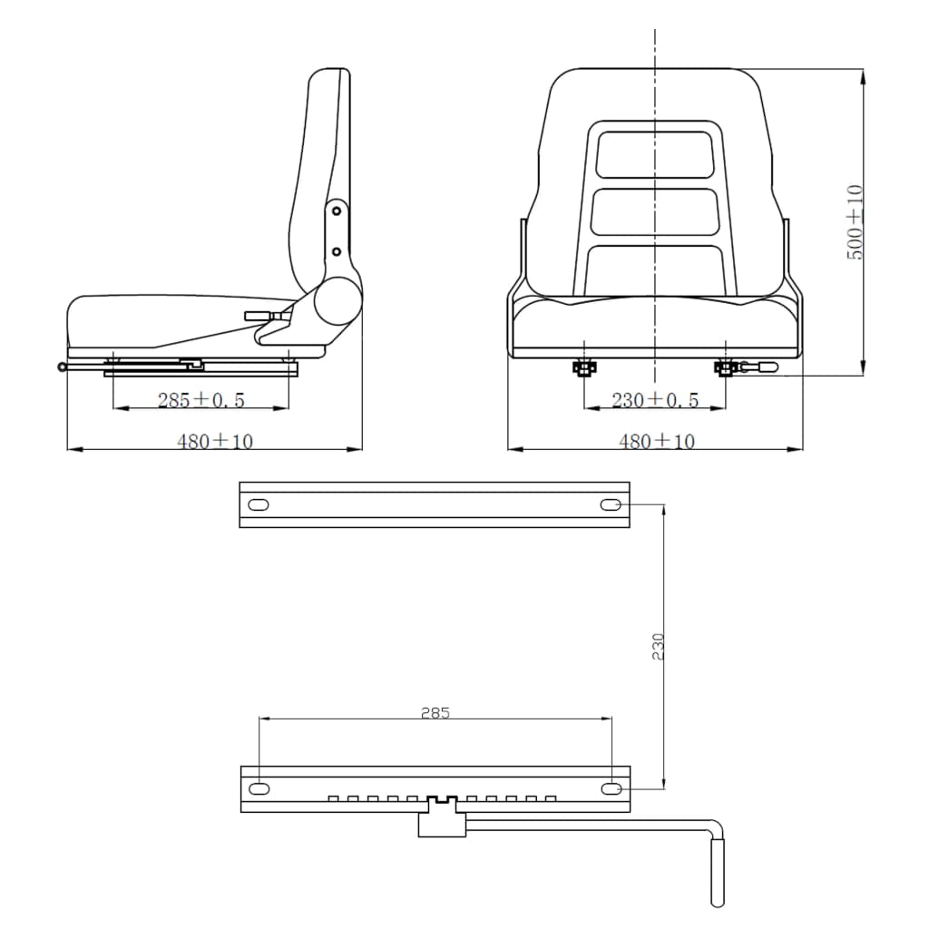 Heftruck- en tractorstoel met verstelbare rugleuning zwart is nu te koop bij PeponiXL, paradijselijk wonen!