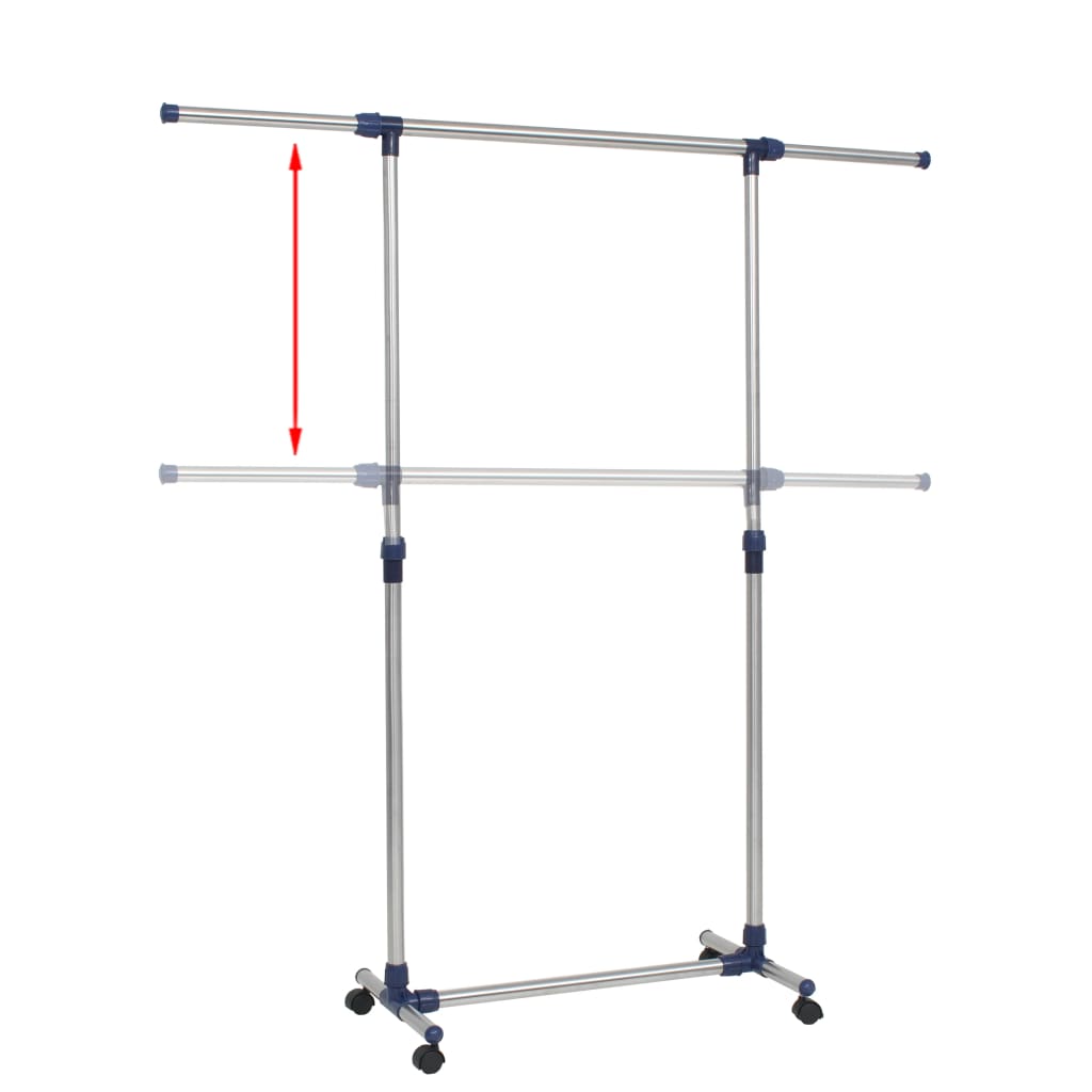Kledingrek verstelbaar 165x44x150 cm roestvrij staal zilver is nu te koop bij PeponiXL, paradijselijk wonen!