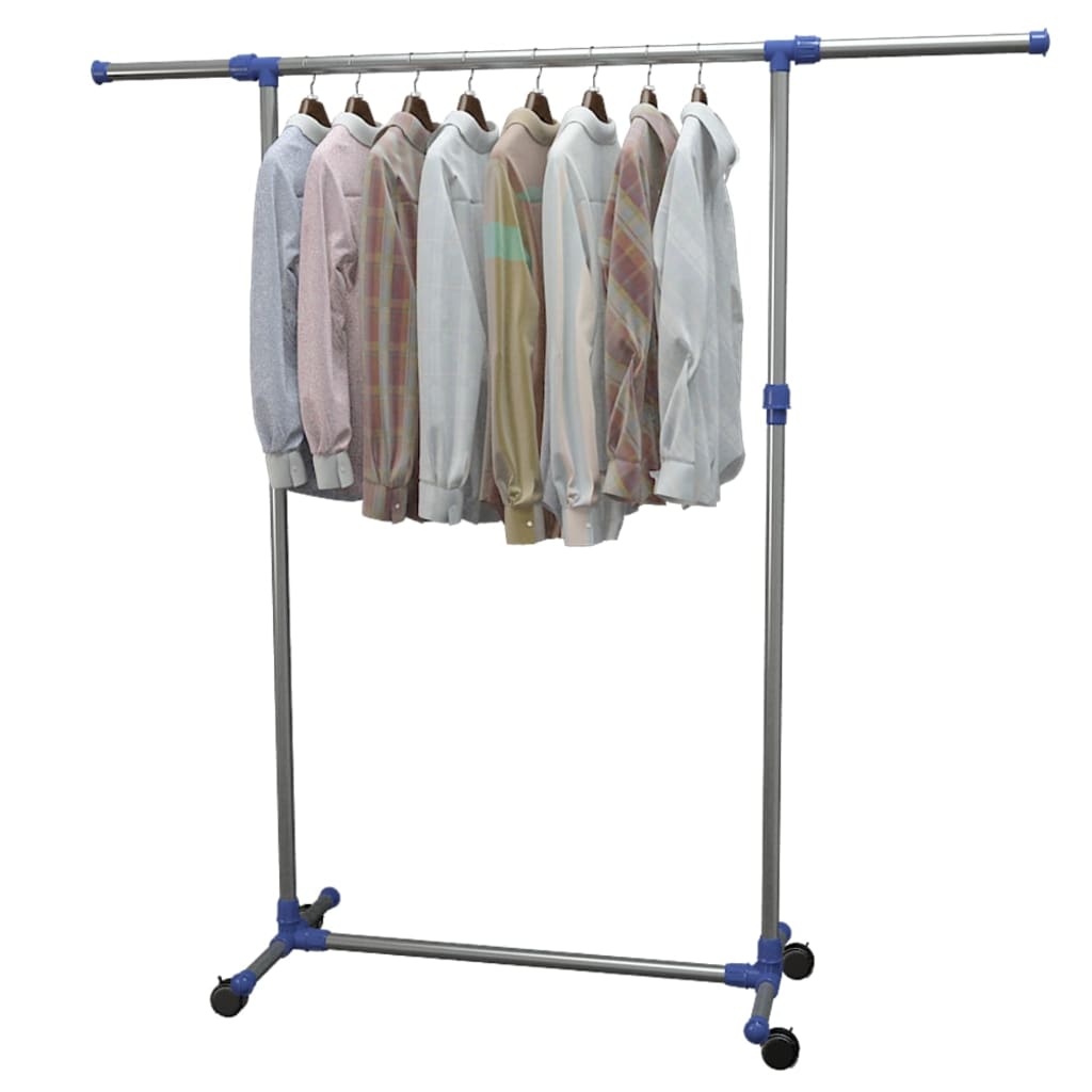 Kledingrek verstelbaar 165x44x150 cm roestvrij staal zilver is nu te koop bij PeponiXL, paradijselijk wonen!