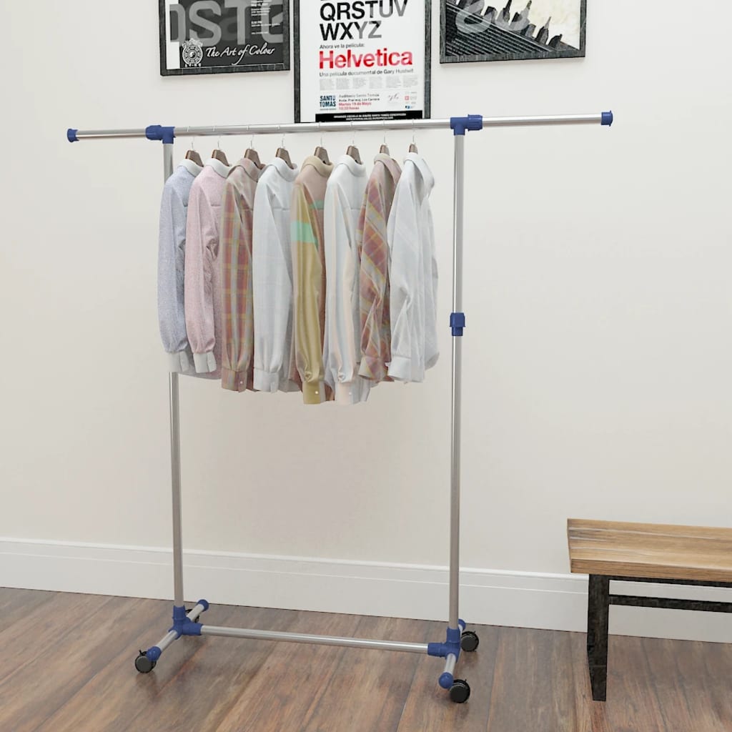 Kledingrek verstelbaar 165x44x150 cm roestvrij staal zilver is nu te koop bij PeponiXL, paradijselijk wonen!