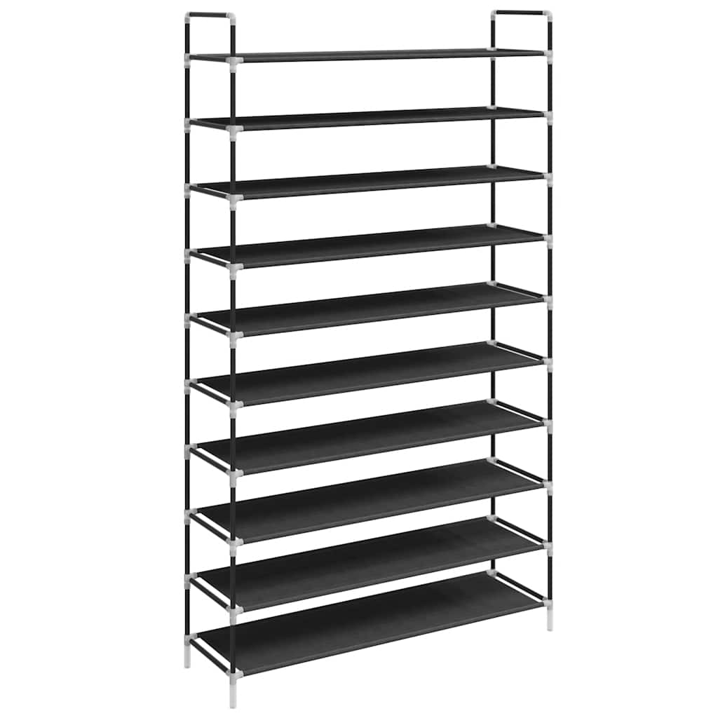 Schoenenrek met 10 schappen metaal en ongeweven stof zwart is nu te koop bij PeponiXL, paradijselijk wonen!