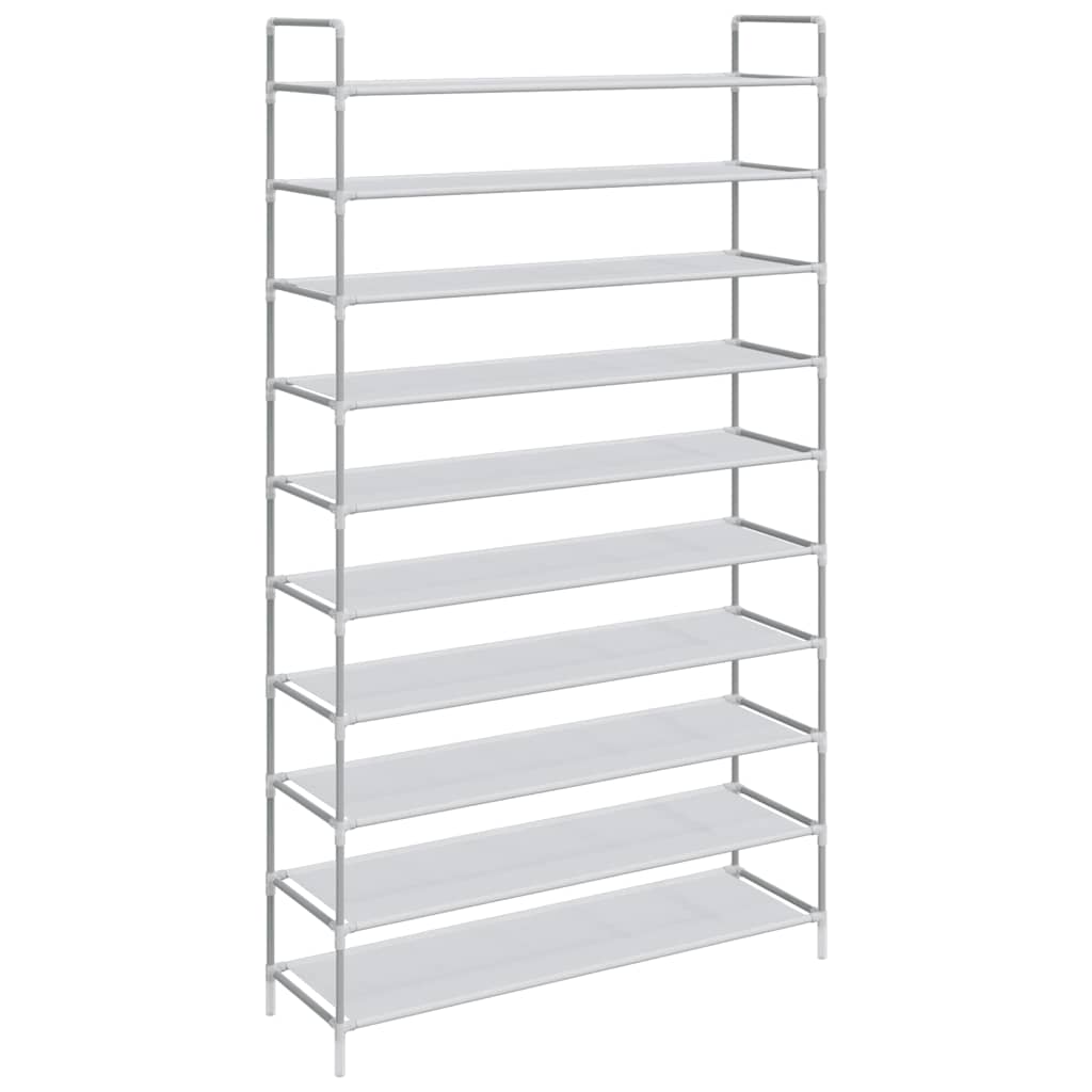 Schoenenrek met 10 schappen metaal en nonwoven stof zilverkleur is nu te koop bij PeponiXL, paradijselijk wonen!