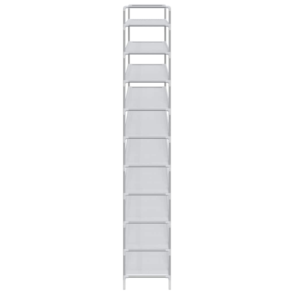 Schoenenrek met 10 schappen metaal en nonwoven stof zilverkleur is nu te koop bij PeponiXL, paradijselijk wonen!