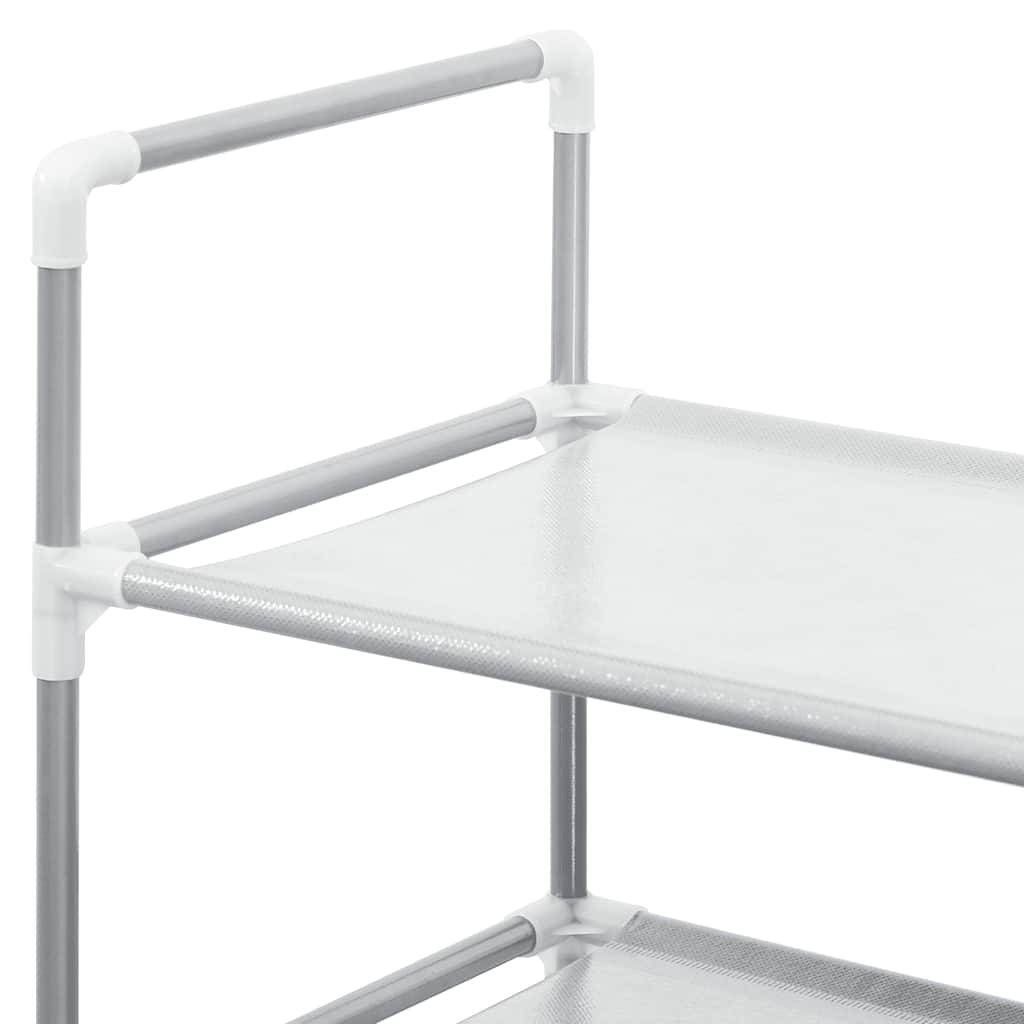 Schoenenrek met 10 schappen metaal en nonwoven stof zilverkleur is nu te koop bij PeponiXL, paradijselijk wonen!