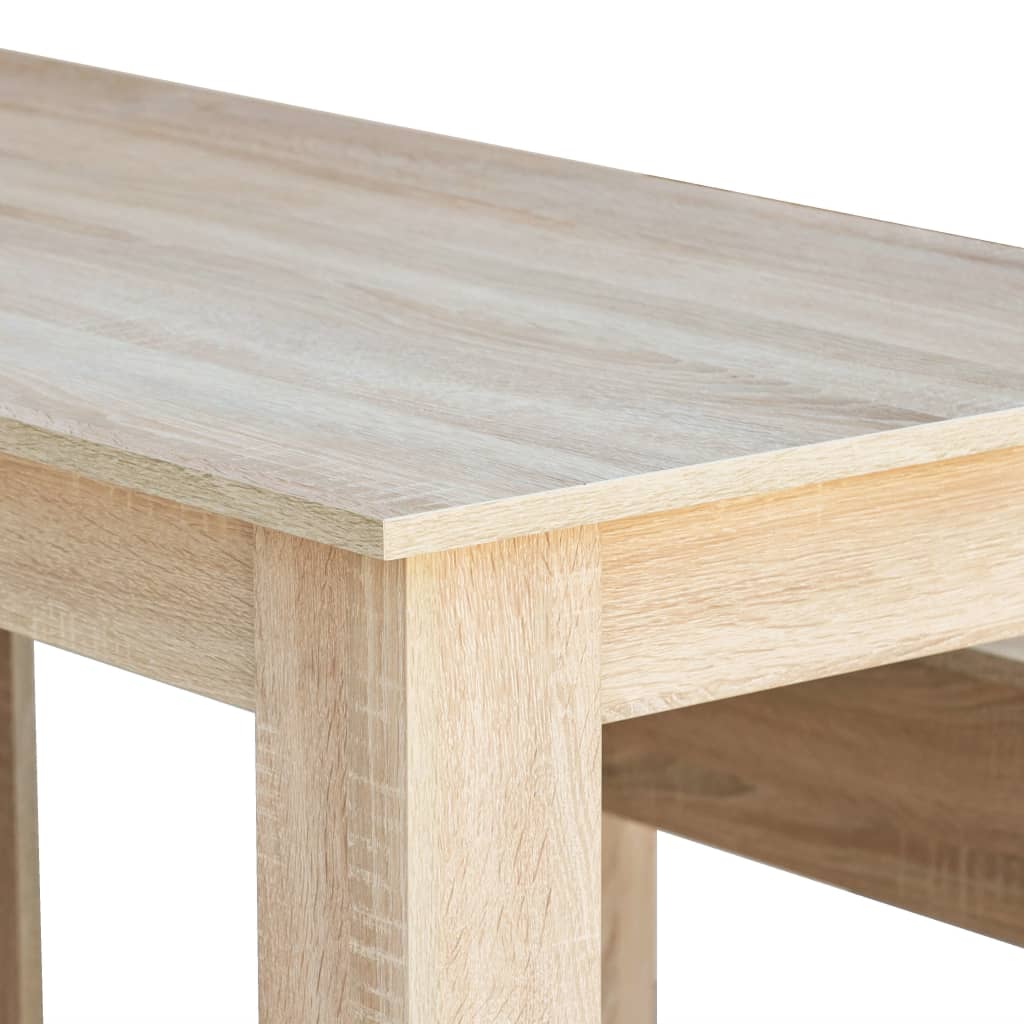 Eettafel en banken 3 st bewerkt hout eikenkleurig is nu te koop bij PeponiXL, paradijselijk wonen!