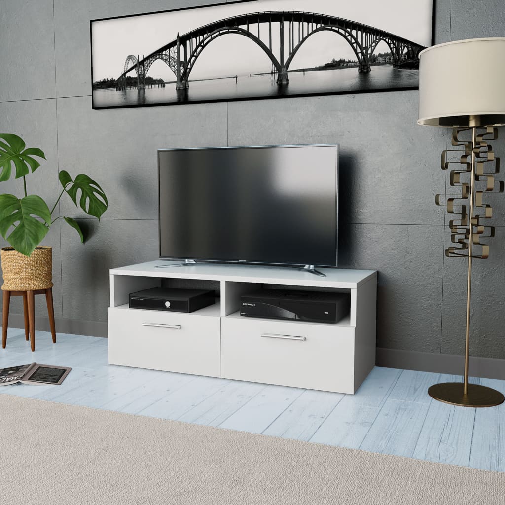 Tv-meubel 95x35x36 cm bewerkt hout wit is nu te koop bij PeponiXL, paradijselijk wonen!