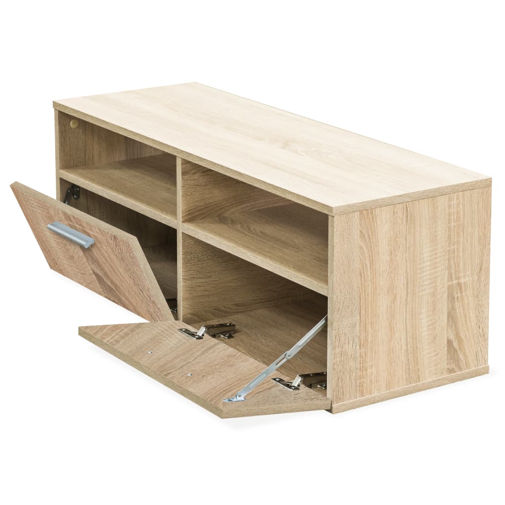 Tv-meubel 95x35x36 cm bewerkt hout eikenkleurig is nu te koop bij PeponiXL, paradijselijk wonen!