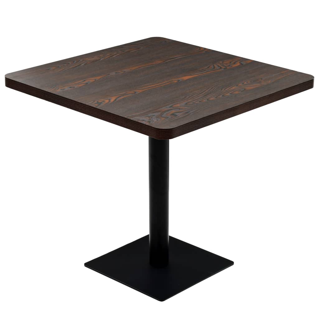 Bistrotafel vierkant 80x80x75 cm MDF en staal donker essenkleur is nu te koop bij PeponiXL, paradijselijk wonen!
