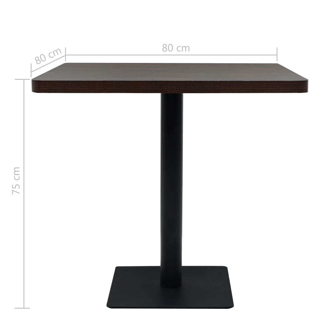 Bistrotafel vierkant 80x80x75 cm MDF en staal donker essenkleur is nu te koop bij PeponiXL, paradijselijk wonen!