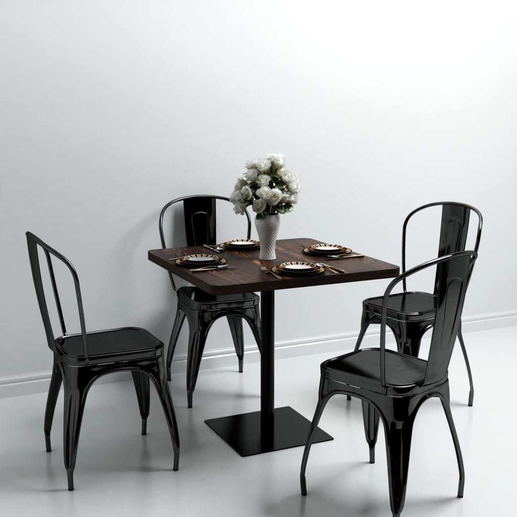 Bistrotafel vierkant 80x80x75 cm MDF en staal donker essenkleur is nu te koop bij PeponiXL, paradijselijk wonen!