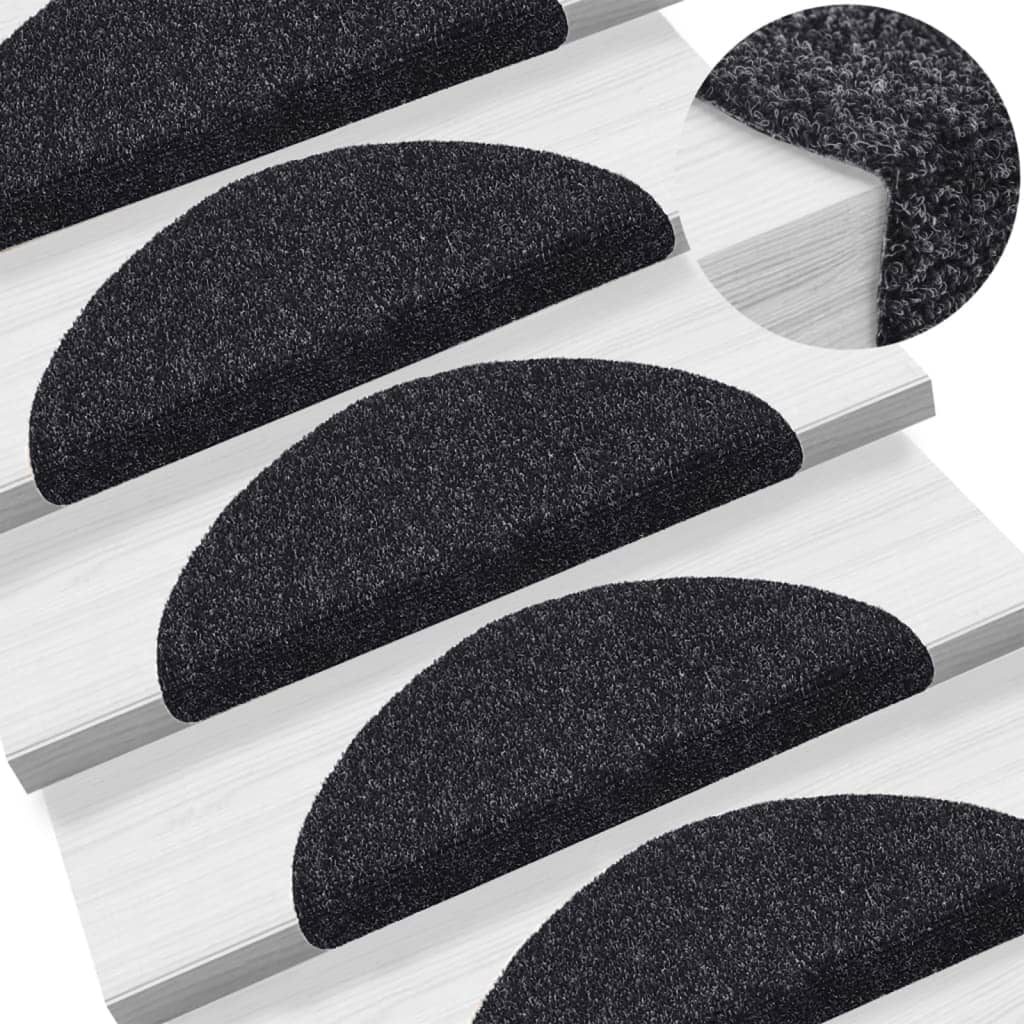 Trapmatten Zelfklevend 15 stuks 56x17x3 cm Zwart Halfrond is nu te koop bij PeponiXL, paradijselijk wonen!