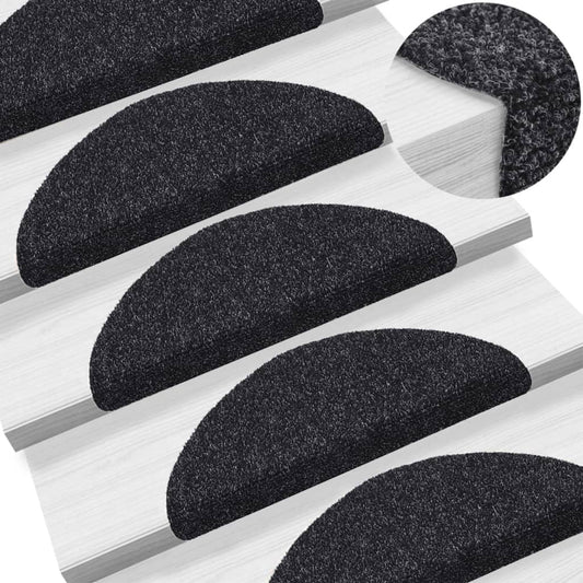 Trapmatten Zelfklevend 15 stuks 56x17x3 cm Zwart Halfrond is nu te koop bij PeponiXL, paradijselijk wonen!
