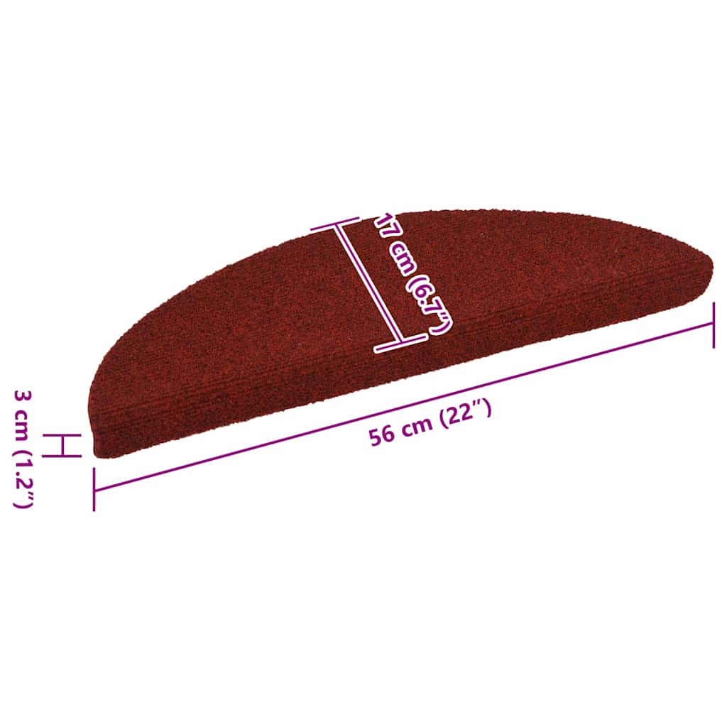 Trapmatten Zelfklevend 15 stuks 56x17x3 cm Bordeaux Rood Halfrond is nu te koop bij PeponiXL, paradijselijk wonen!