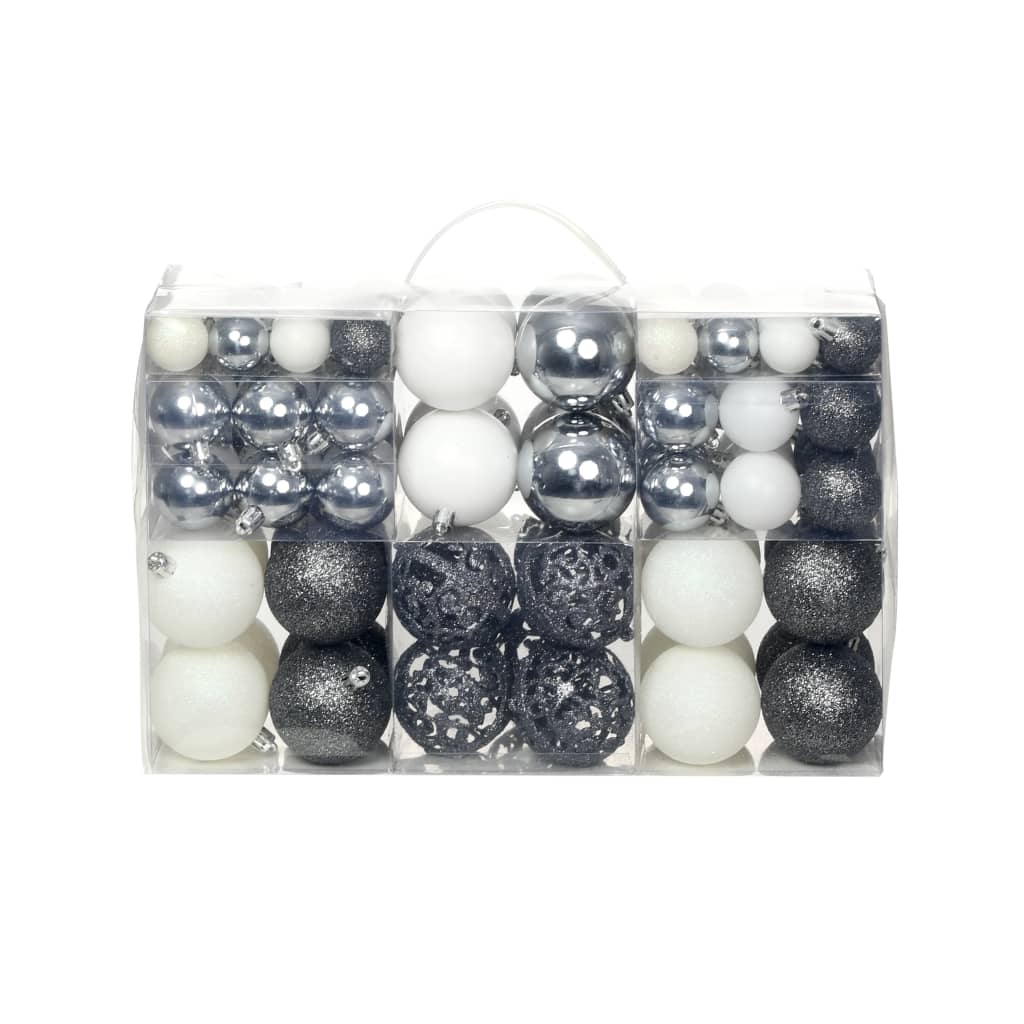 100-delige Kerstballenset 3/4/6 cm wit/grijs is nu te koop bij PeponiXL, paradijselijk wonen!