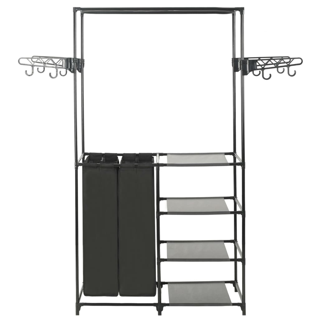 Kledingrek 87x44x158 cm staal en ongeweven stof zwart is nu te koop bij PeponiXL, paradijselijk wonen!