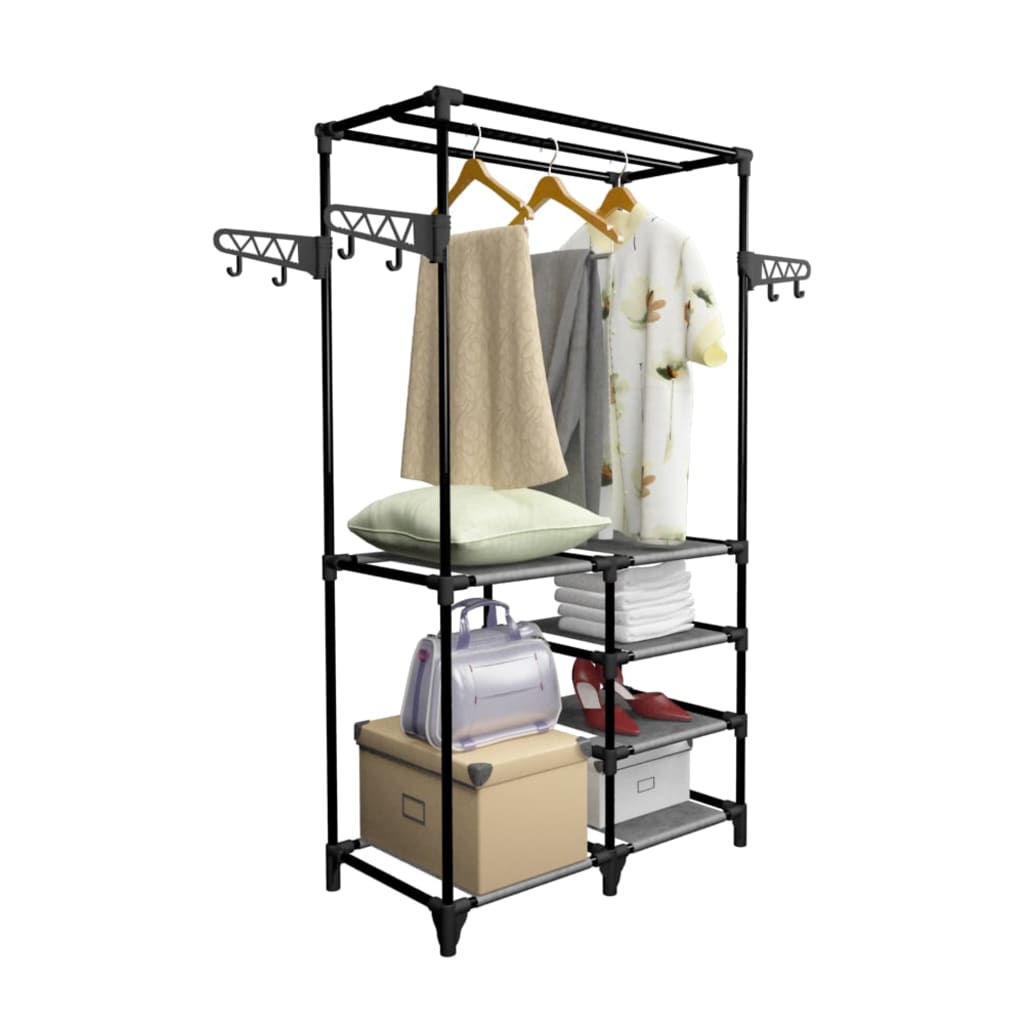 Kledingrek 87x44x158 cm staal en nonwoven stof zwart is nu te koop bij PeponiXL, paradijselijk wonen!