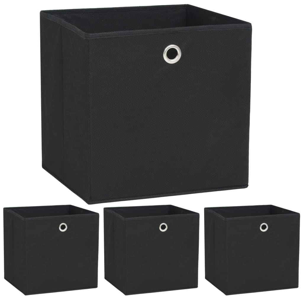 Opbergboxen 4 st 32x32x32 cm nonwoven stof zwart is nu te koop bij PeponiXL, paradijselijk wonen!