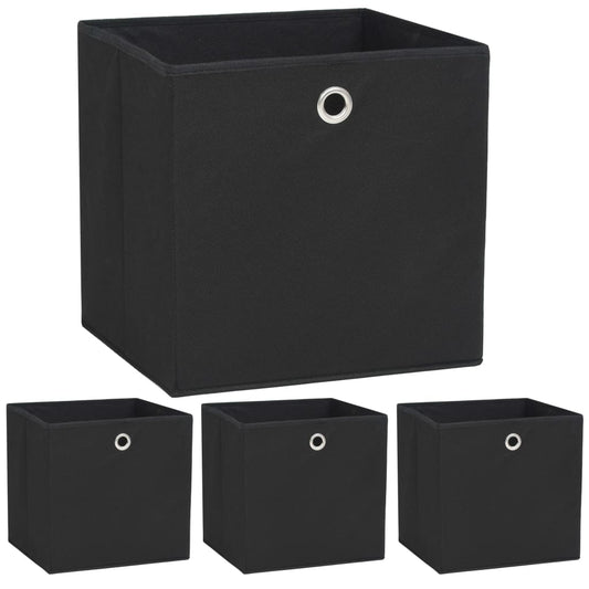 Opbergboxen 4 st 32x32x32 cm nonwoven stof zwart is nu te koop bij PeponiXL, paradijselijk wonen!