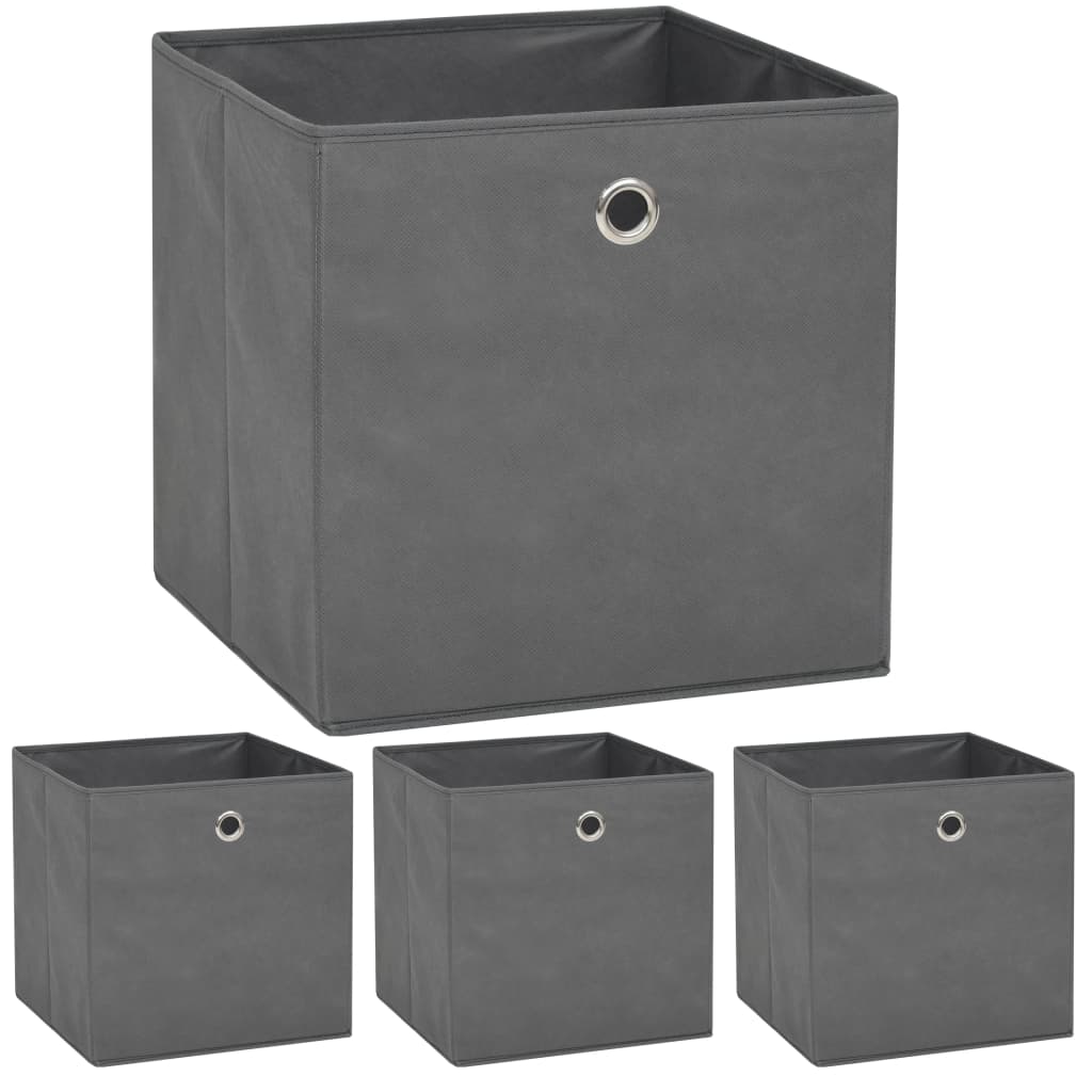 Opbergboxen 4 st 32x32x32 cm nonwoven stof grijs is nu te koop bij PeponiXL, paradijselijk wonen!