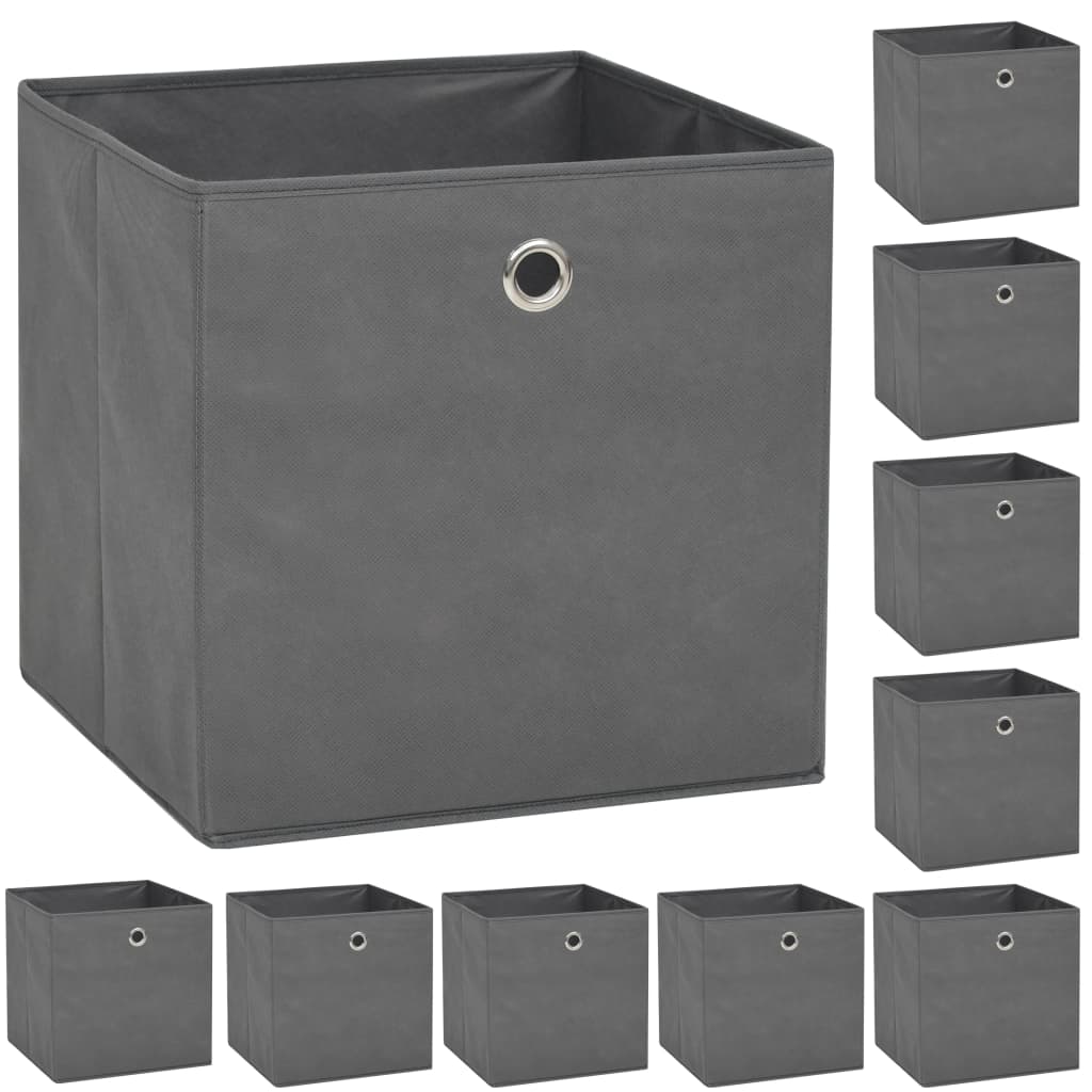 Opbergboxen 10 st 32x32x32 cm nonwoven stof grijs is nu te koop bij PeponiXL, paradijselijk wonen!