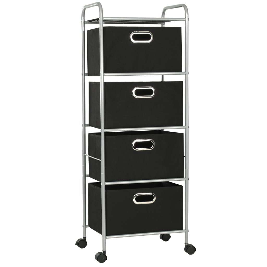 Stellingkast met 4 opbergdozen staal en ongeweven stof is nu te koop bij PeponiXL, paradijselijk wonen!