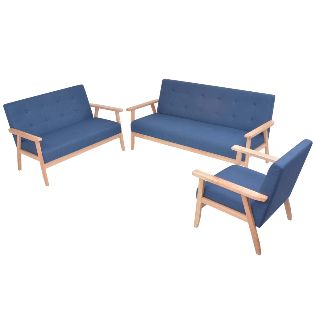 Bankstel stof blauw 3-delig is nu te koop bij PeponiXL, paradijselijk wonen!