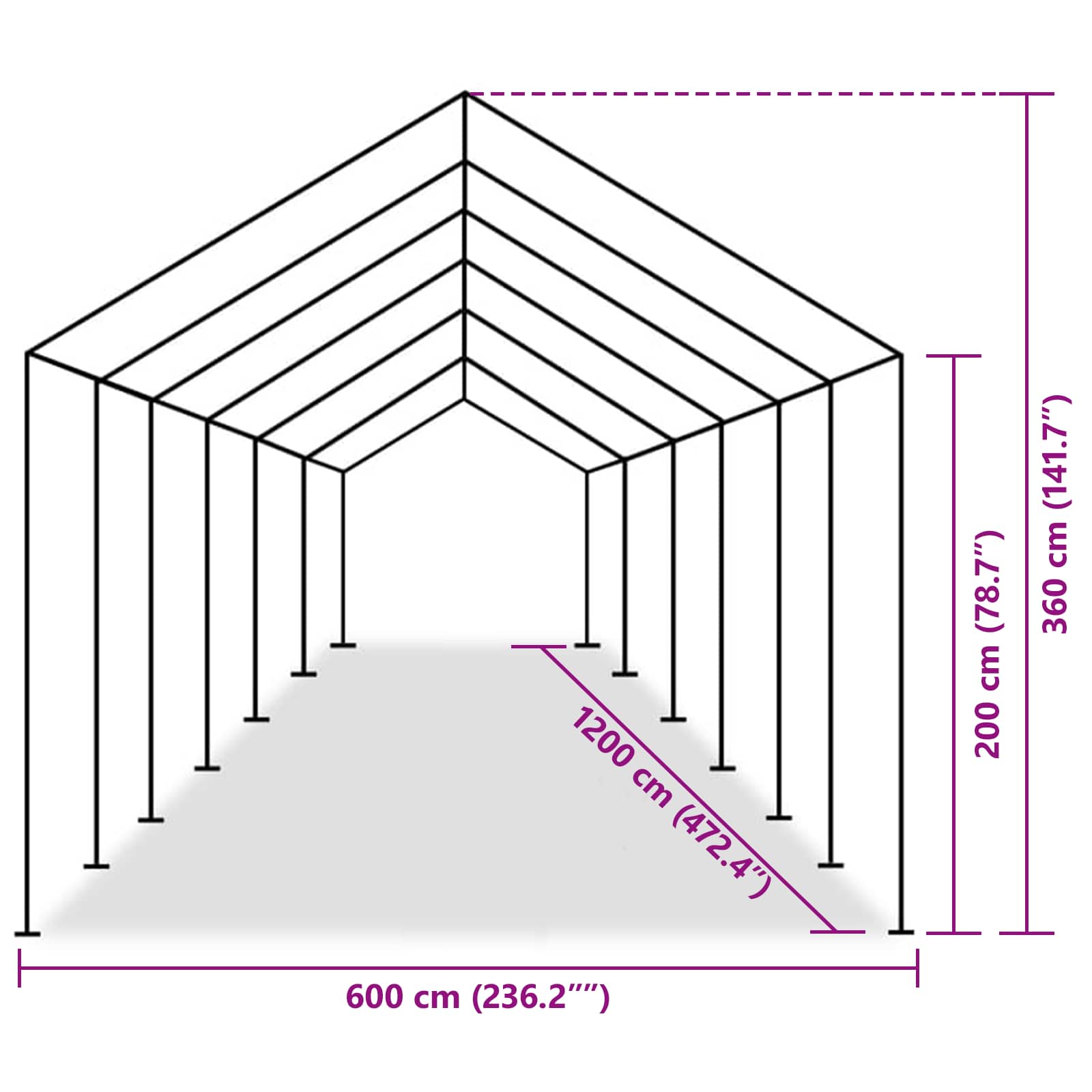 Tentdoek zonder frame Grijs 12 x 6 m PE is nu te koop bij PeponiXL, paradijselijk wonen!