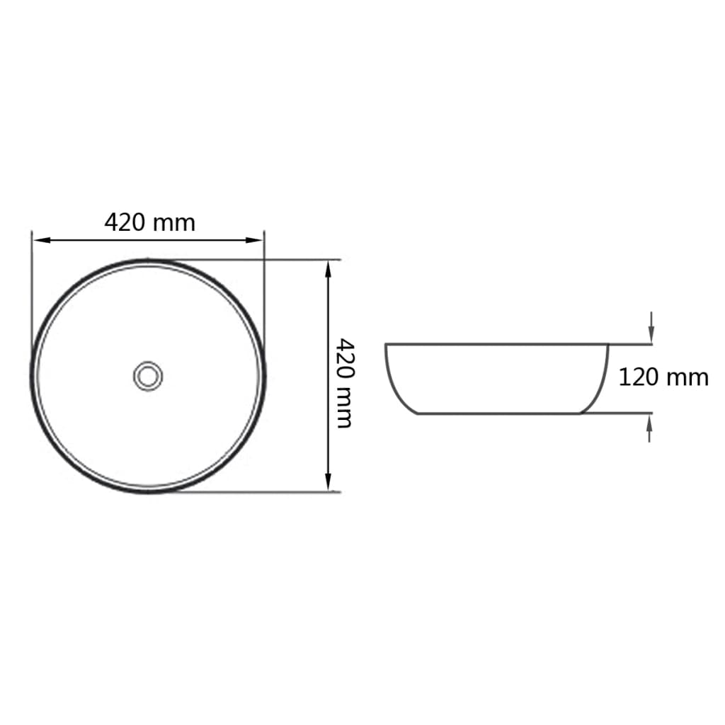 Wastafel rond 42x12 cm keramiek zwart is nu te koop bij PeponiXL, paradijselijk wonen!