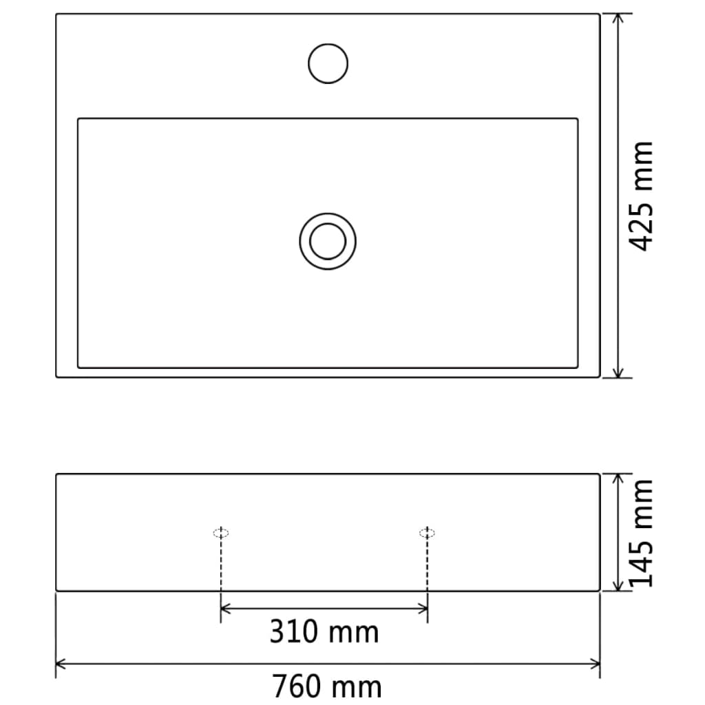 Wastafel met kraangat 76x42,5x14,5 cm keramiek zwart is nu te koop bij PeponiXL, paradijselijk wonen!