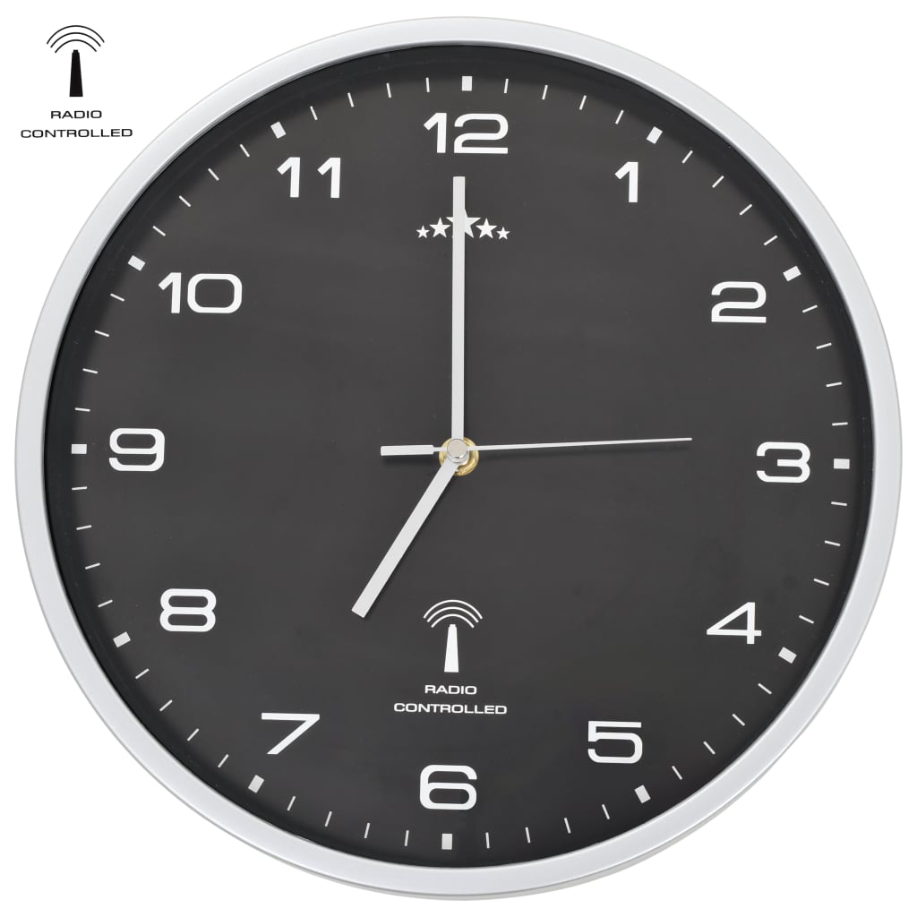 Wandklok met quartz uurwerk radiogestuurd 31 cm zwart is nu te koop bij PeponiXL, paradijselijk wonen!