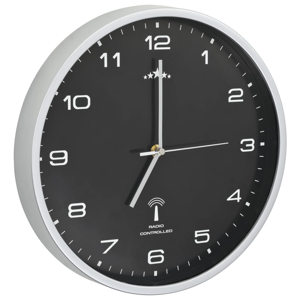 Wandklok met quartz uurwerk radiogestuurd 31 cm zwart is nu te koop bij PeponiXL, paradijselijk wonen!