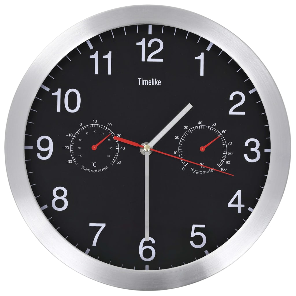 Wandklok met quartz-mechanisme hygrometer thermometer 30 cm zwart is nu te koop bij PeponiXL, paradijselijk wonen!