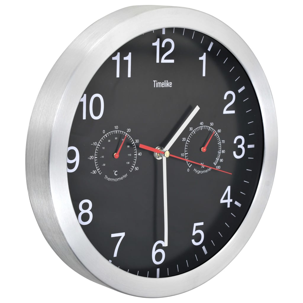 Wandklok met quartz-mechanisme hygrometer thermometer 30 cm zwart is nu te koop bij PeponiXL, paradijselijk wonen!