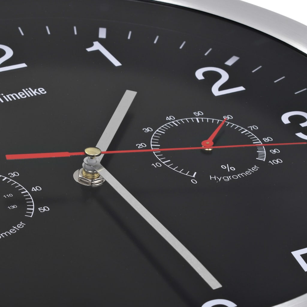 Wandklok met quartz-mechanisme hygrometer thermometer 30 cm zwart is nu te koop bij PeponiXL, paradijselijk wonen!