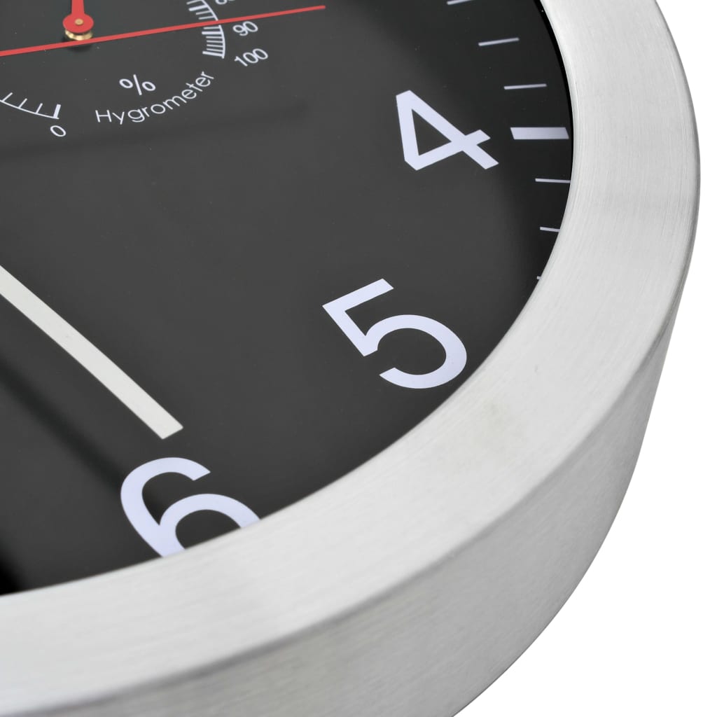 Wandklok met quartz-mechanisme hygrometer thermometer 30 cm zwart is nu te koop bij PeponiXL, paradijselijk wonen!