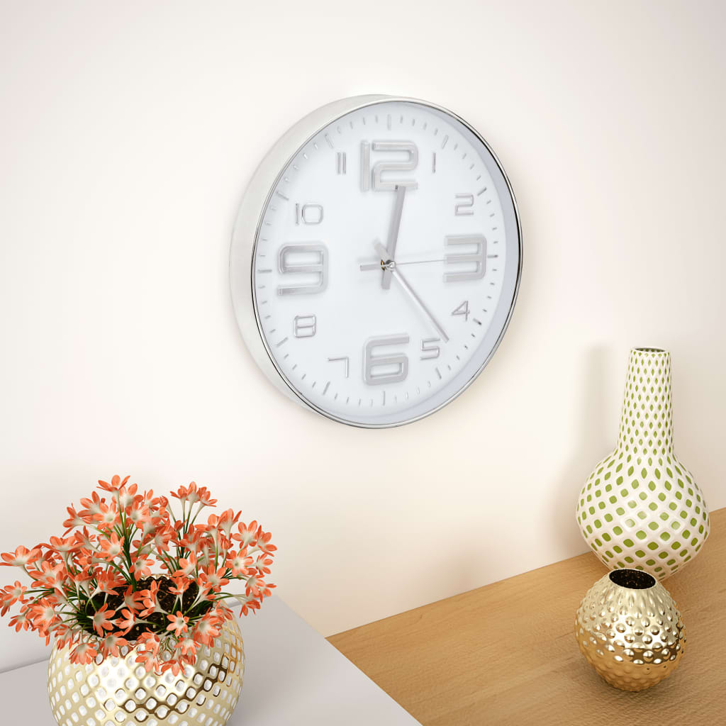 Wandklok 30 cm zilverkleurig is nu te koop bij PeponiXL, paradijselijk wonen!