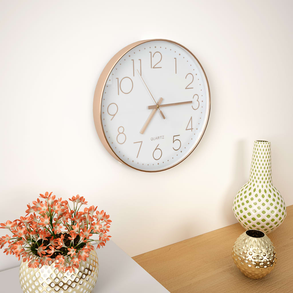 Wandklok 30 cm roségoud is nu te koop bij PeponiXL, paradijselijk wonen!