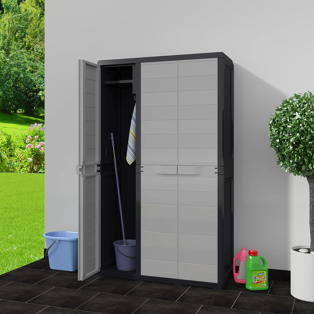 Tuinkast met 4 schappen zwart en grijs is nu te koop bij PeponiXL, paradijselijk wonen!