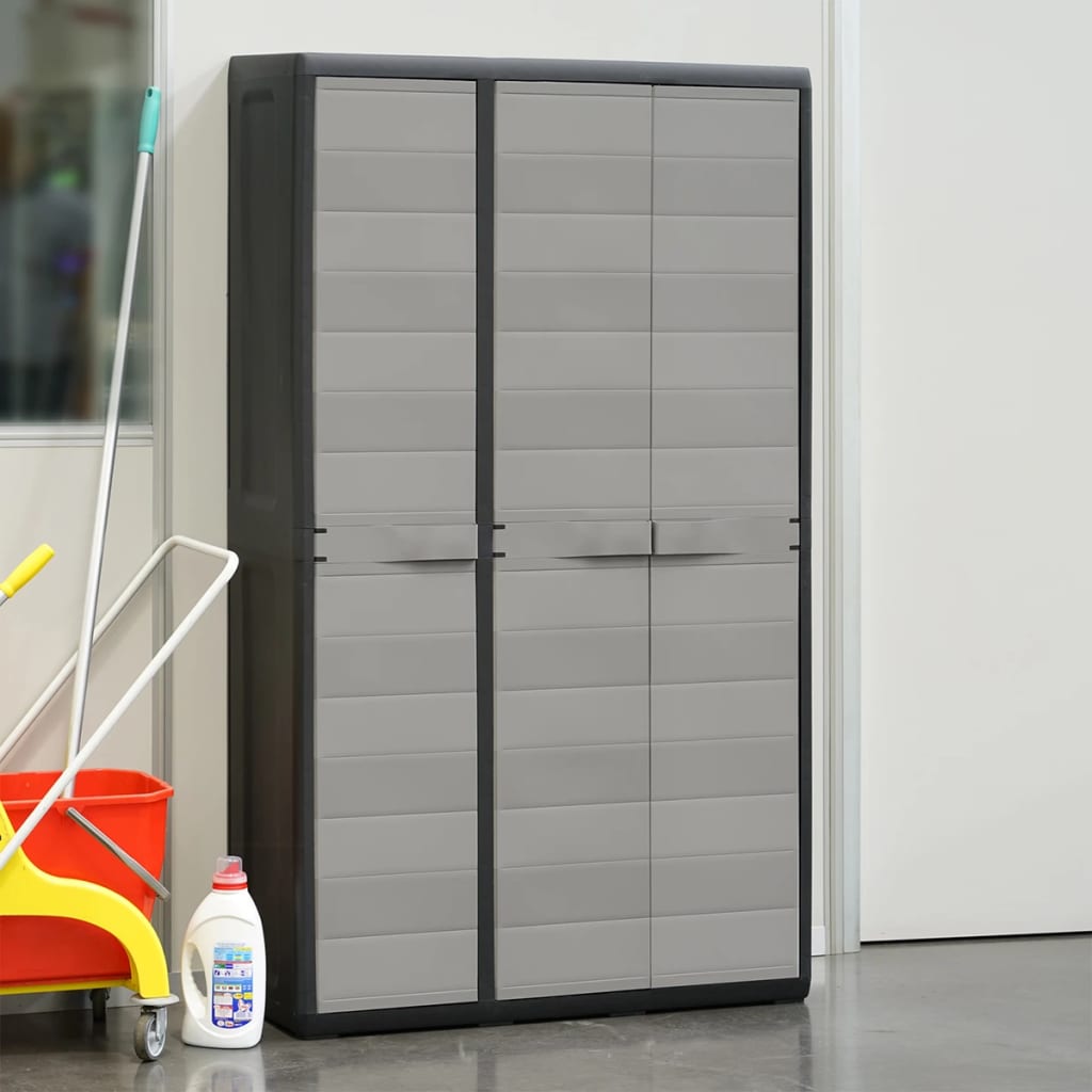 Tuinkast met 4 schappen zwart en grijs is nu te koop bij PeponiXL, paradijselijk wonen!