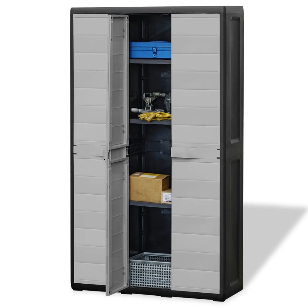 Tuinkast met 4 schappen zwart en grijs is nu te koop bij PeponiXL, paradijselijk wonen!