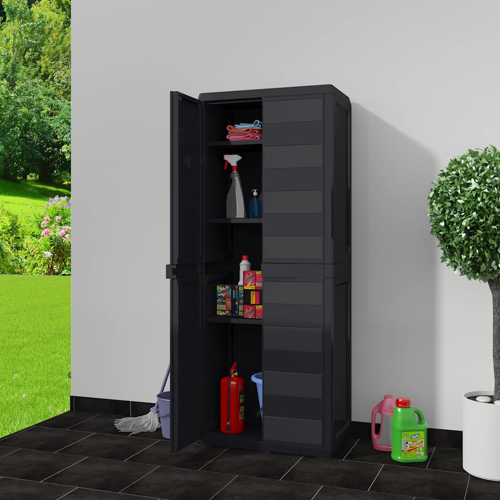 Tuinkast met 3 schappen zwart is nu te koop bij PeponiXL, paradijselijk wonen!