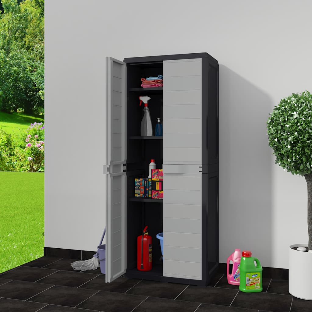 Tuinkast met 3 schappen zwart en grijs is nu te koop bij PeponiXL, paradijselijk wonen!