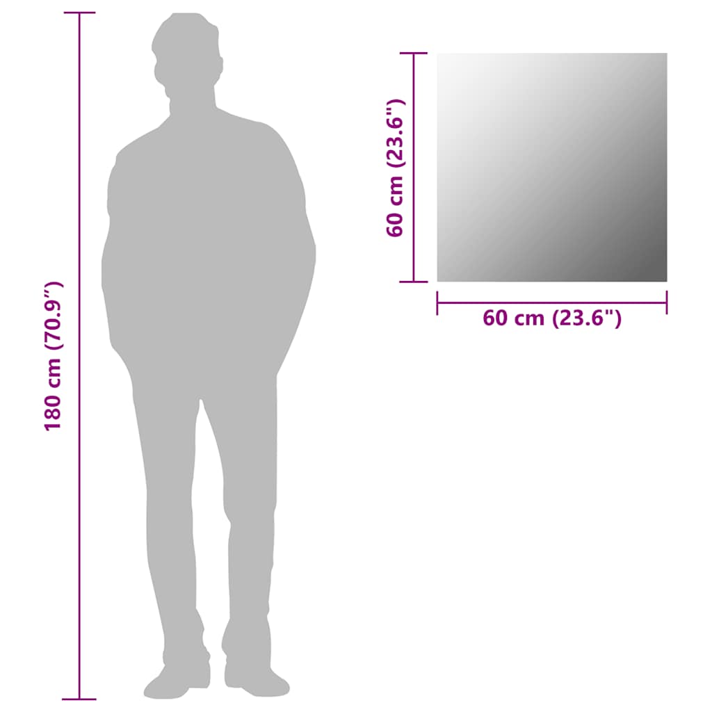 Wandspiegel vierkant 60x60 cm glas is nu te koop bij PeponiXL, paradijselijk wonen!