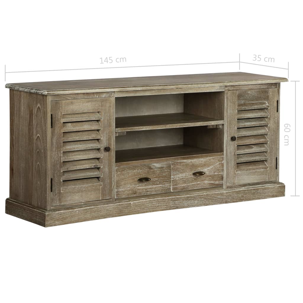 Tv-meubel 145x35x60 cm massief mindihout is nu te koop bij PeponiXL, paradijselijk wonen!