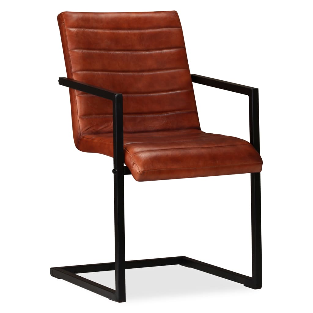 Eetkamerstoelen 2 st echt leer bruin is nu te koop bij PeponiXL, paradijselijk wonen!